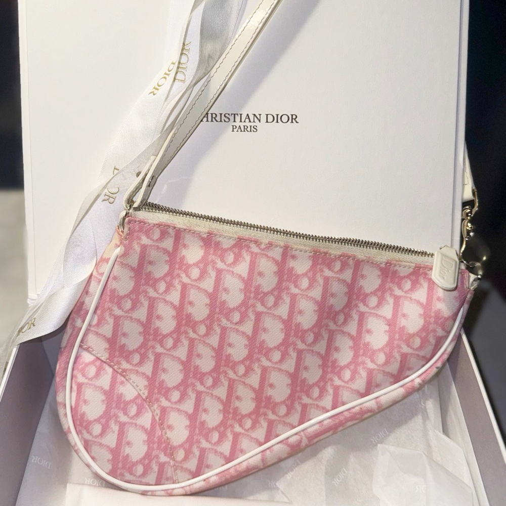 1 DAY SALE DIOR Y2K DIORISSIMO TROTTER SADDLE BAG PINK W DUST BAG & AUTHENTICITY